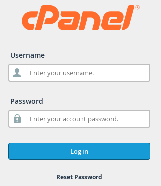 pagina di accesso diretto a cpanel schermata login e password