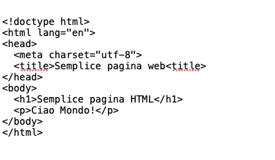 Semplice pagina web in linguaggio html